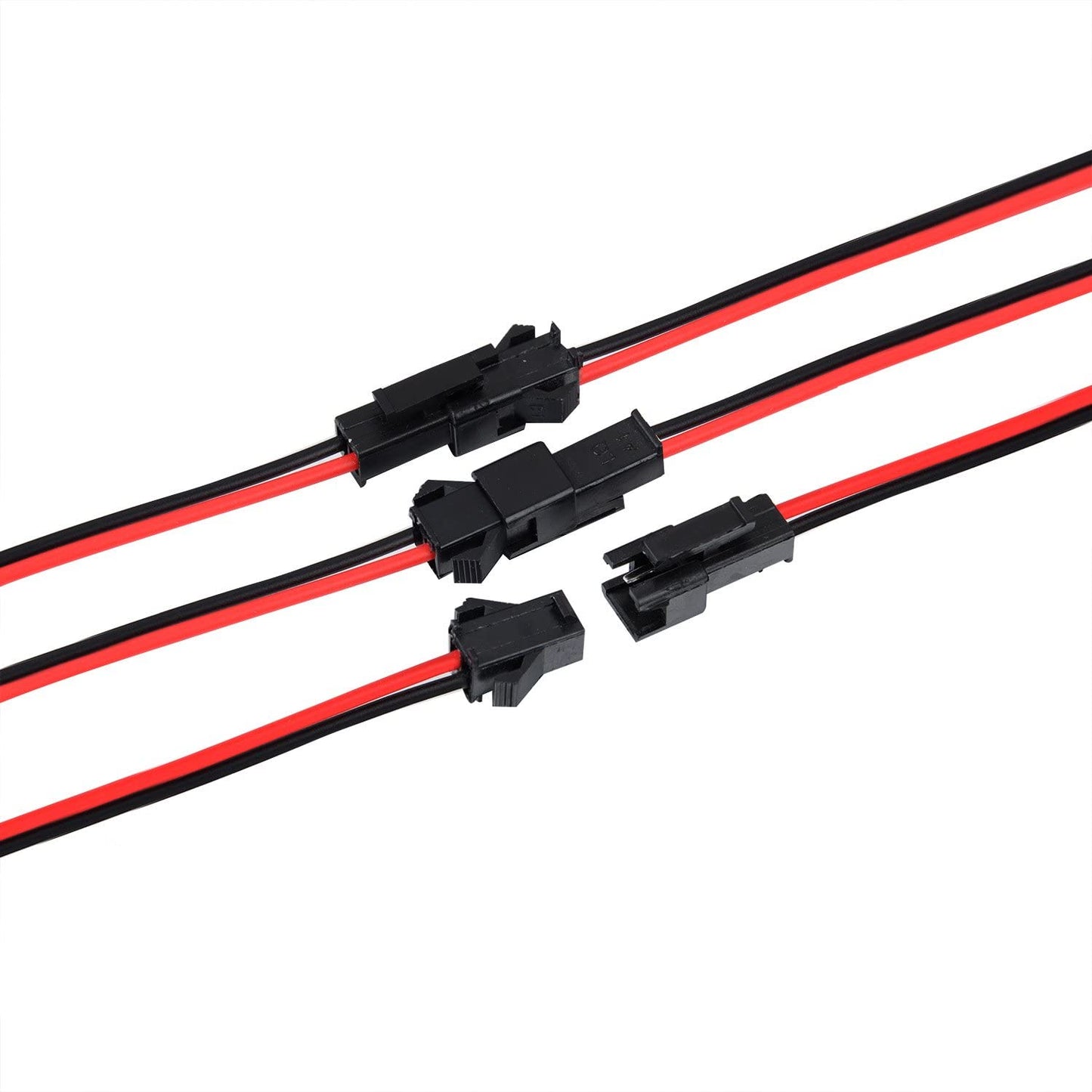 6A8 22 AWG JST SM 2 Pin Plug Male and Female Connector Adapter with 135 mm Electrical Cable Wire for LED Light 1pair
