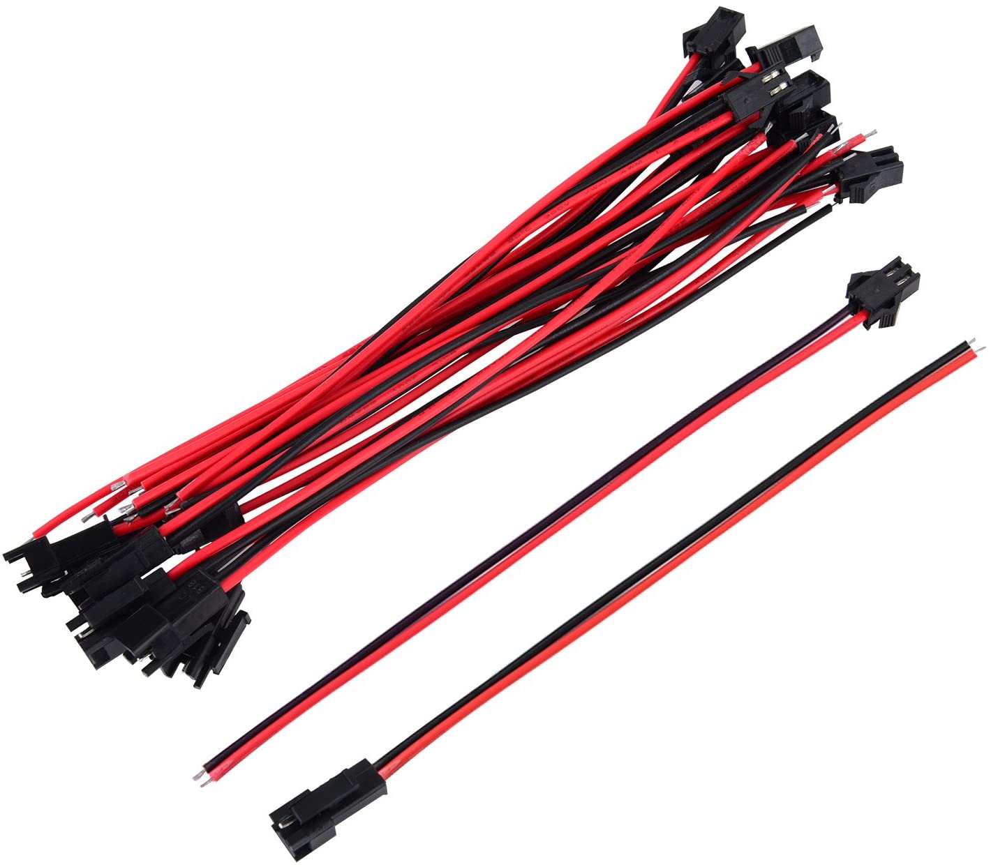 6A8 22 AWG JST SM 2 Pin Plug Male and Female Connector Adapter with 135 mm Electrical Cable Wire for LED Light 1pair
