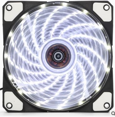 4B000F 120mm LED Ultra Silent Computer PC Case Fan 15 LEDs 12V White