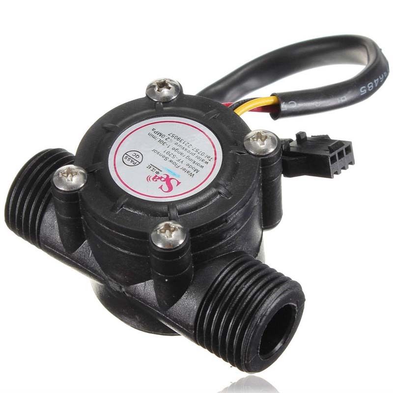 3C1  YF-S201 1/2" 1.75Mpa Water Flow Sensor Control Hall Flowmeter Flow Meter 1-30L/min (DC4.5 5V-24V)