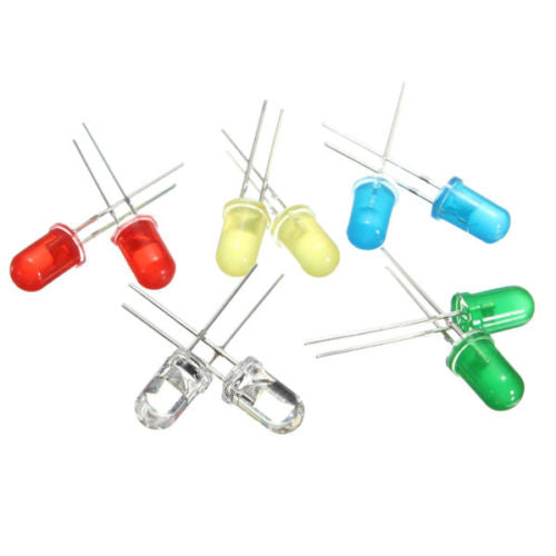 3D2   300pcs LED Light White Yellow Red Green Blue Kit + 300pcs 200ohm resistors