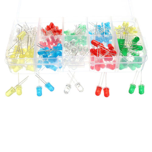 3D2   300pcs LED Light White Yellow Red Green Blue Kit + 300pcs 200ohm resistors