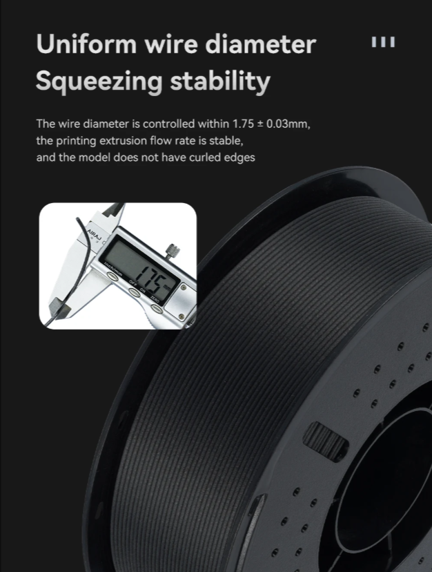 KINGROON Carbon Fiber PLA 3D Printer Filament 1KG 1.75mm Fast Printing PLA-CF 3D Printer Material Color: Black Carbon Fiber