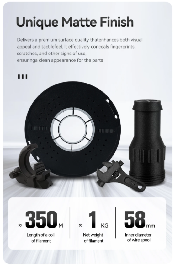 KINGROON Carbon Fiber PLA 3D Printer Filament 1KG 1.75mm Fast Printing PLA-CF 3D Printer Material Color: Black Carbon Fiber