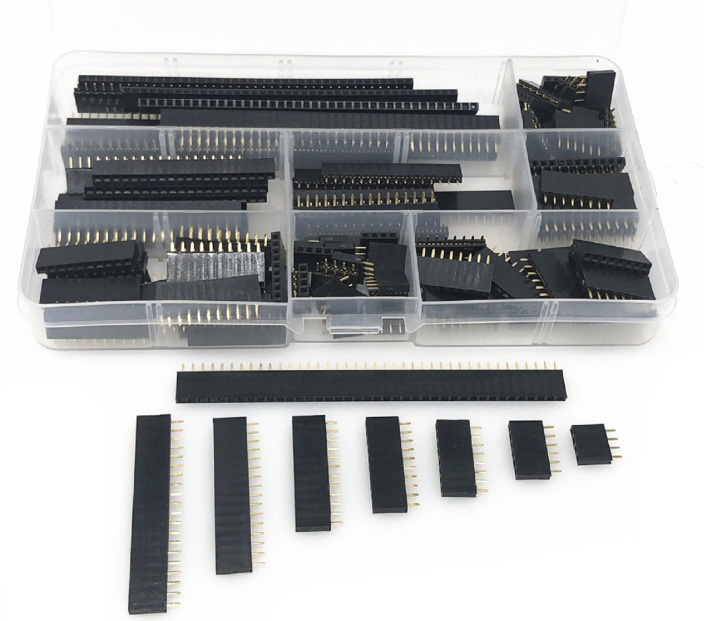 120Pcs 2.54mm Straight Single Row PCB Board Female Pin Header Assortme ...
