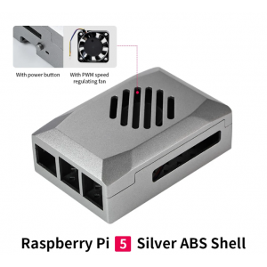 Raspberry Pi 5 Silver Shadow Case with PWM Cooling Fan