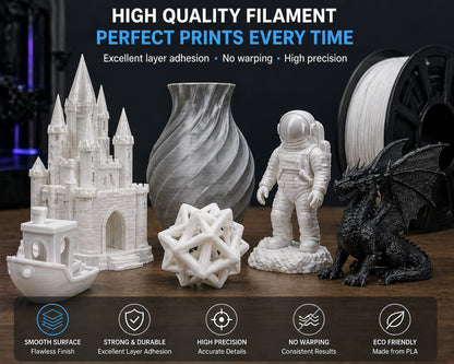 DOWELL 3D Ultra Precision PLA 3D Printer Filament 1.75mm – 1KG Spool | Smooth Printing, High Accuracy, Strong Layer Adhesion | high quality Premium Filament for 3D Printing