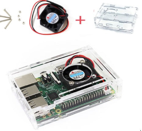 1E10  Transparent Acrylic Case + Cooling System External Fan For Raspberry Pi 3/2/B/B+