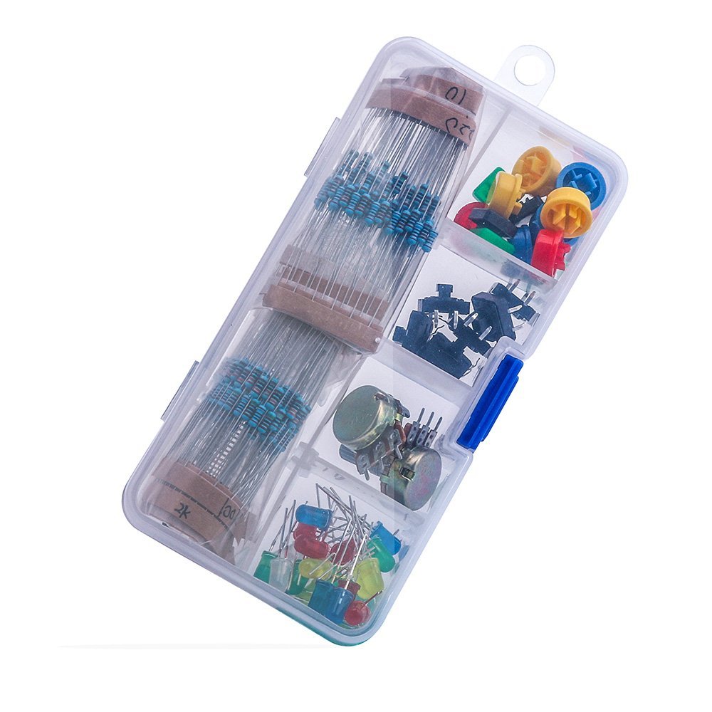 Component Led Switch Electronics component pack with resistors, LEDs, Switch, Potentiometer ...