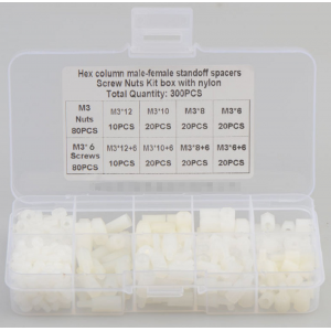 White M3 Nylon Standoff Assortment Kit 300pcs