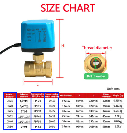 DN15 Mini electric ball valve 12V 2 wire brass electric ball valve suitable for water/oil/liquid