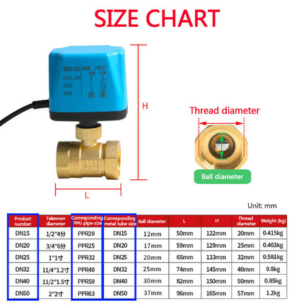 DN15 Mini electric ball valve 12V 2 wire brass electric ball valve suitable for water/oil/liquid