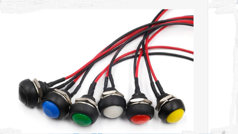 6A3  PBS-33B 12mm Momentary Push Button with 20cm wire color GREEN