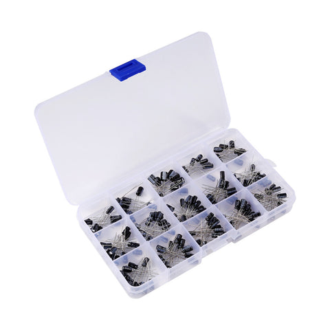 3D1   200pcs 0.1uF-220uF Electrolytic Capacitor Assortment Kit with Box