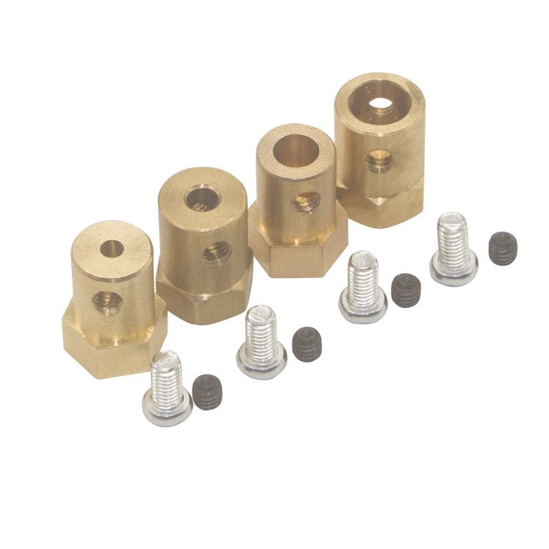Coupler 4mm Bore Motor Hex Brass Shaft Coupling Connector for Car Wheels Tire Shaft [1pc] [1pc]