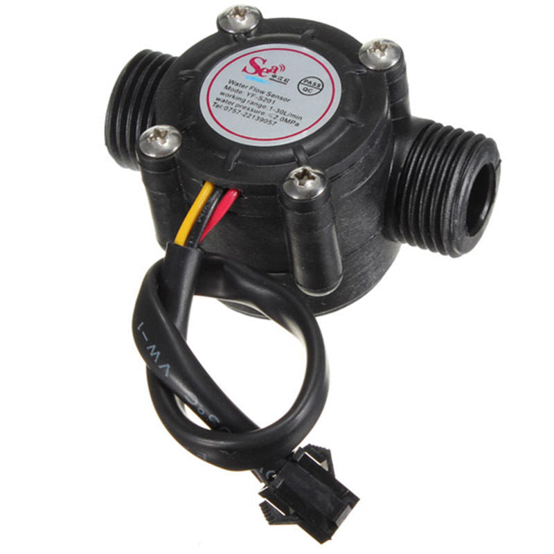 3C1  YF-S201 1/2" 1.75Mpa Water Flow Sensor Control Hall Flowmeter Flow Meter 1-30L/min (DC4.5 5V-24V)