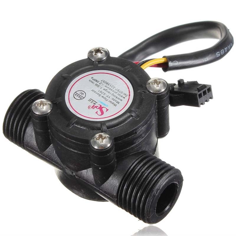 3C5 YF-S201 1/2" 1.75Mpa Water Flow Sensor Control Hall Flowmeter Flow Meter 1-30L/min (DC4.5 5V-24V)