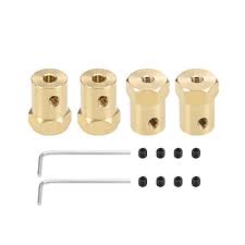 Coupler 4mm Bore Motor Hex Brass Shaft Coupling Connector for Car Wheels Tire Shaft [1pc] [1pc]