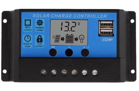 PWM 10A Dual USB Solar Panel Battery Regulator Charge Controller 12V 24V